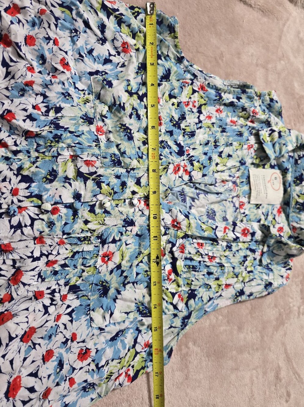 6 of 52 Conversations by Anthropologie Womens Floral Print Blouse Blue - Picture 4 of 7